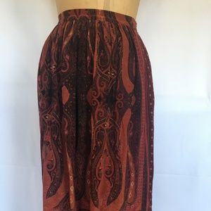 Boho Silk Paisley Lucky Brand Skirt- Size small
